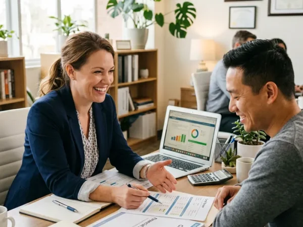 Credit specialist coaching a client on better credit